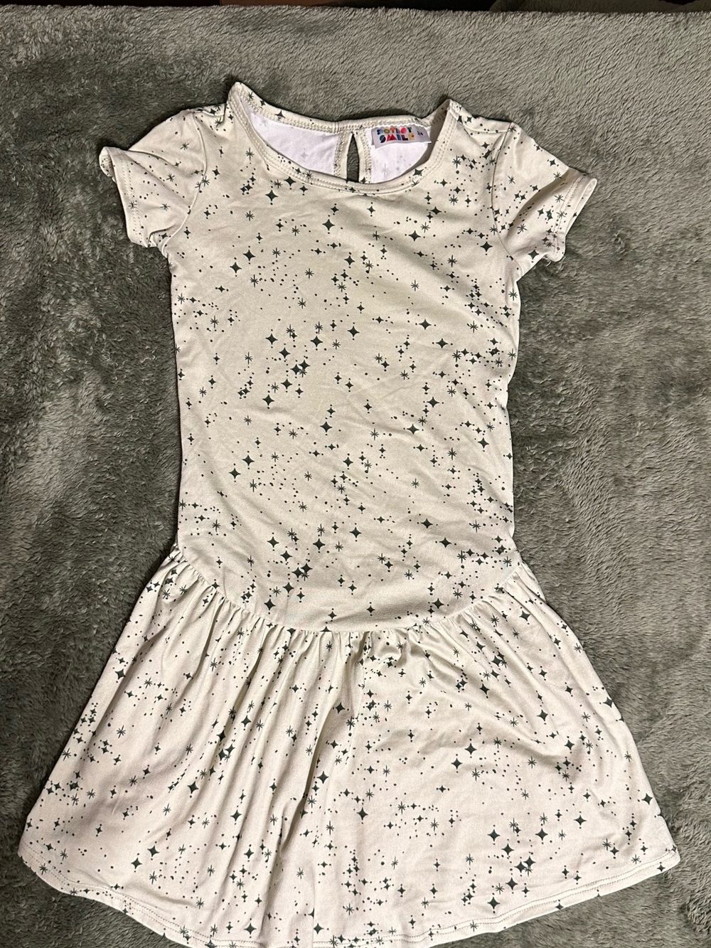 Dot Dot Smile Cream Dress with Black Star Print